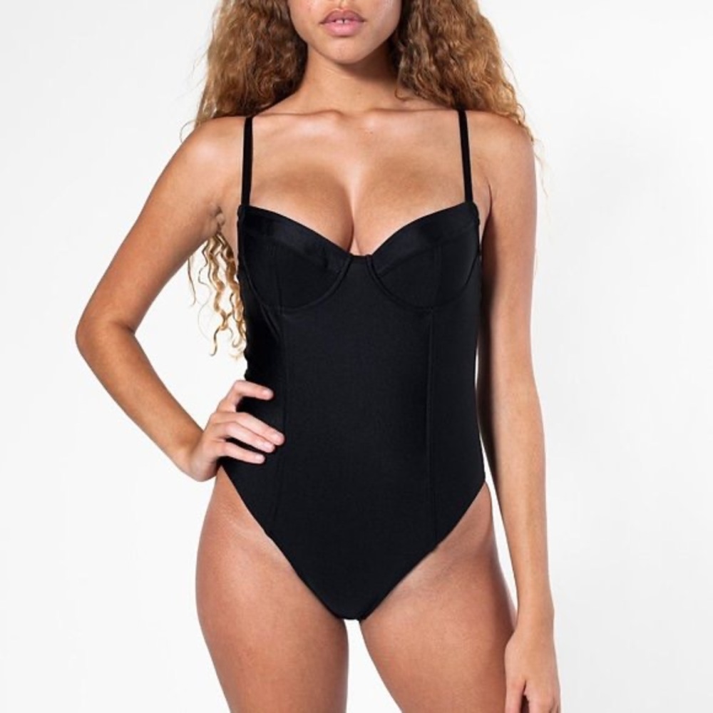 American Apparel Black Underwire One-piece Swimsuit